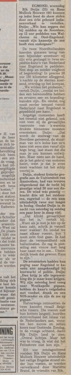 Krantenkolom uit De Telegraaf van 23 augustus 1989