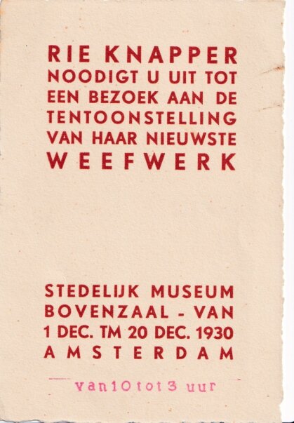 KNAPPER uitnodiging 1930