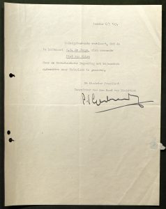 Missive van premier Gerbrandy over Henk de Jonge